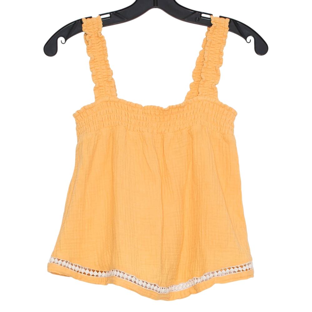 Marine Layer Tank Top Gauze Babydoll Cottage Coastal Grandma Prairie Orange XS